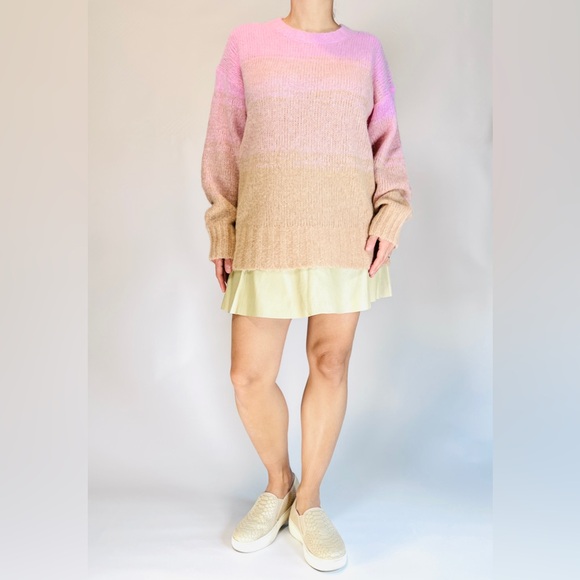 EVERLANE Womans Sweater Pastel Pink Tan Gradient Alpaca Merino RN 139393 - Picture 11 of 11